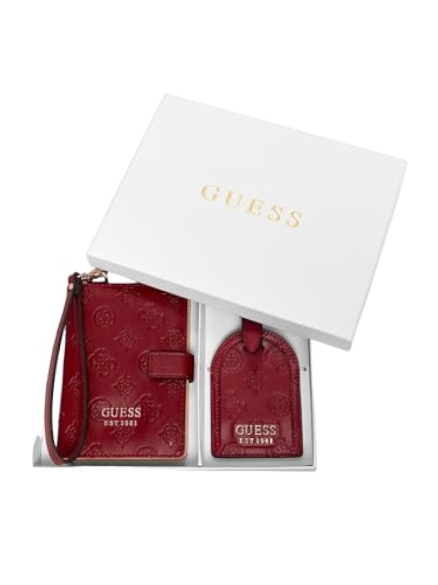 Claret Printed Wilder Passport Case With Luggage Tag